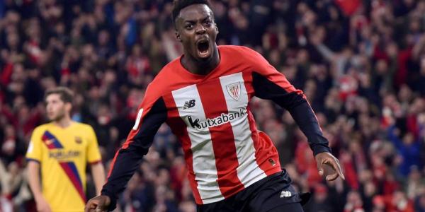 Iñaki Williams celebra el gol de ayer ante el Fútbol Club Barcelona