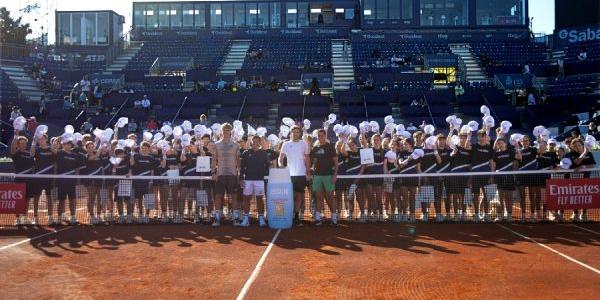 Los tenistas con los asistentes a la masterclass