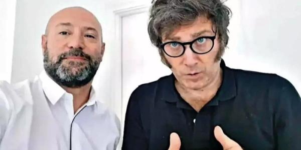 Spagnuolo amigo y abogado personal de Milei y Milei posando