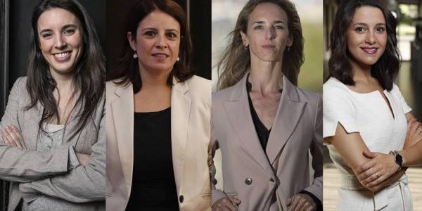 De izquierda a derecha, Irene Montero, Adriana Lastra, Cayetana Álvarez de Toledo e Inés Arrimadas. 