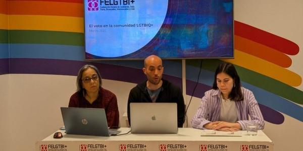 Representantes de la Felgtbi+, durante la presentación del estudio | Foto de la Felgbti+