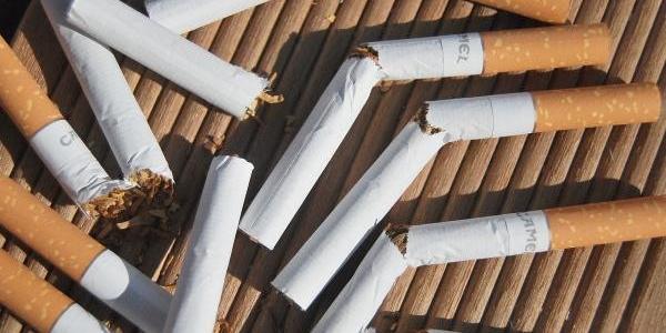 Imagen de varios cigarros rotos por la mitad 