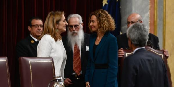 Imagen del pleno constituyente de la Mesa del Congreso en mayo de 2019, con la presidenta del Congreso Meritxell Batet y la expresidenta Ana Pastor