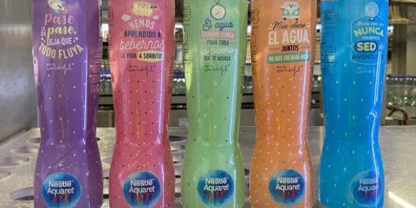 Botellas de plástico reciclado de Nestlé Aquarel y Mr.Wonderful