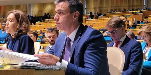 El presidente del Gobierno en funciones, Pedro Sánchez, en la semana de Alto Nivel de Naciones Unidas en Nueva York