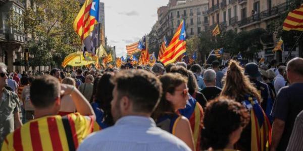 Asistentes a la manifestación de la ANC por la Diada de Cataluña 