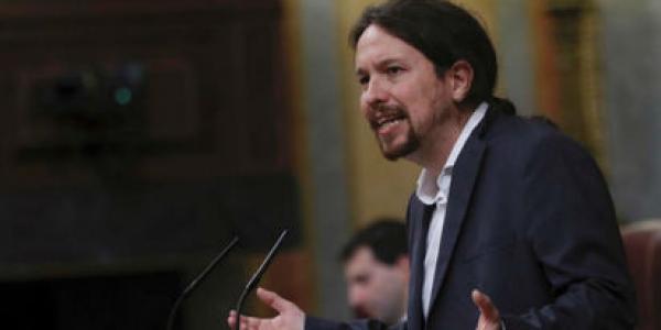 Pablo Iglesias, líder de Podemos, durante su intervención en el Congreso de los Diputados.// EFE (foto)