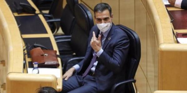 El presidente del Gobierno, Pedro Sánchez, en su comparecencia en el Senado 