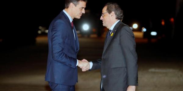 El presidente del Gobierno, Pedro Sánchez, y el de la Generalitat de Cataluña, Quim Torra