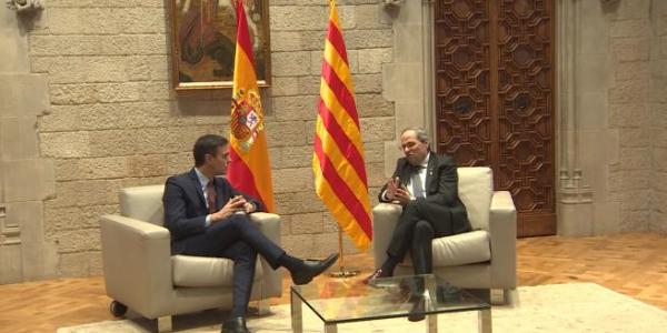 Pedro Sánchez y Quim Torra en el Palacio de la Generalitat | Imagen: Europa Press