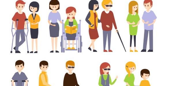 Infografía de varias personas con discapacidad