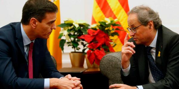 Reunión entre Pedro Sánchez y Joaquin Torra/ RTVE