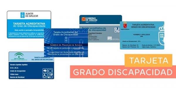 Tarjetas acreditativas del grado de discapacidad de distintas comunidades