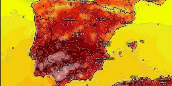 Mapa de España que muestra el calor de esta semana.
