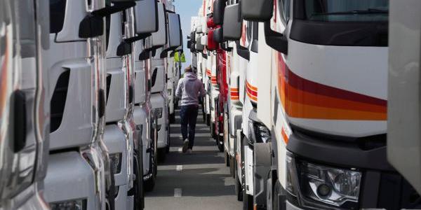 Camiones de la huelga de transportistas
