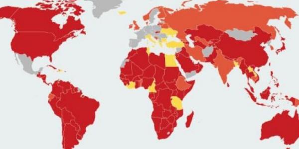 El mapa oficial de los países que restringen los viajes a España. Ministerio de Asuntos Exteriores